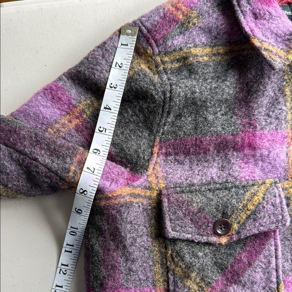Peak Performance Plaid Gray, Pink, Purple Kelly Shirt Jacket Wool Shacket - Picture 13 of 16